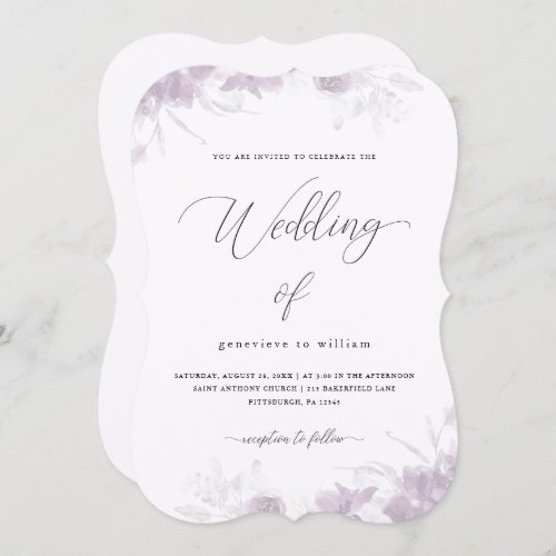 Delicate Floral with Calligraphy Wedding Invitation