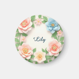 Delicate Floral Wreath Magnet