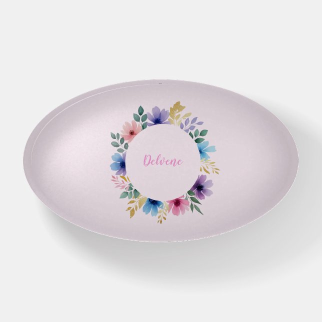 Delicate Floral Wreath Paperweight (Front)