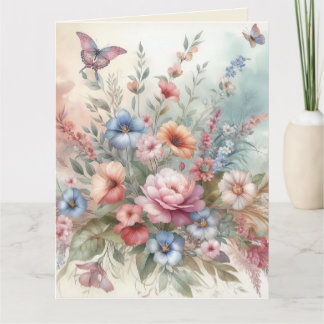 Delicate Florals and Butterflies Card