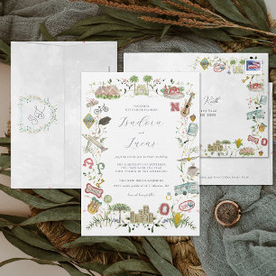 Delicate Florals Custom Bespoke Wedding Crest Invitation