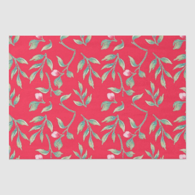 Delicate Florals Infrared Tang Floral Tissue Paper (Front)