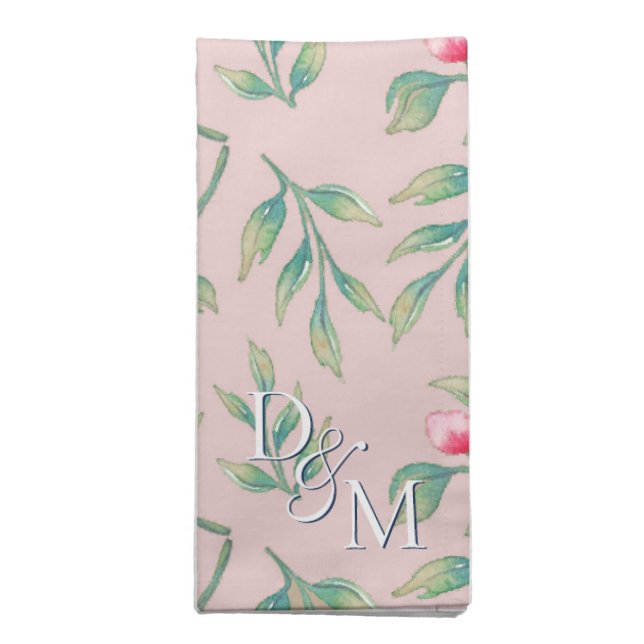 Delicate Florals Mauve Chalk Floral  Cloth Napkin (Folded)