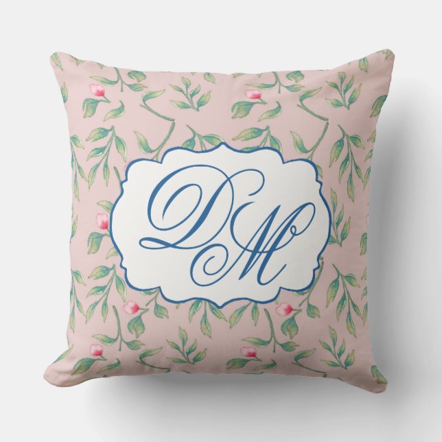 Delicate Florals Mauve Chalk Throw Pillow (Front)
