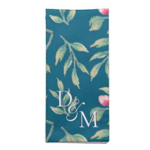 Delicate Florals Midnight Teal Floral Cloth Napkin