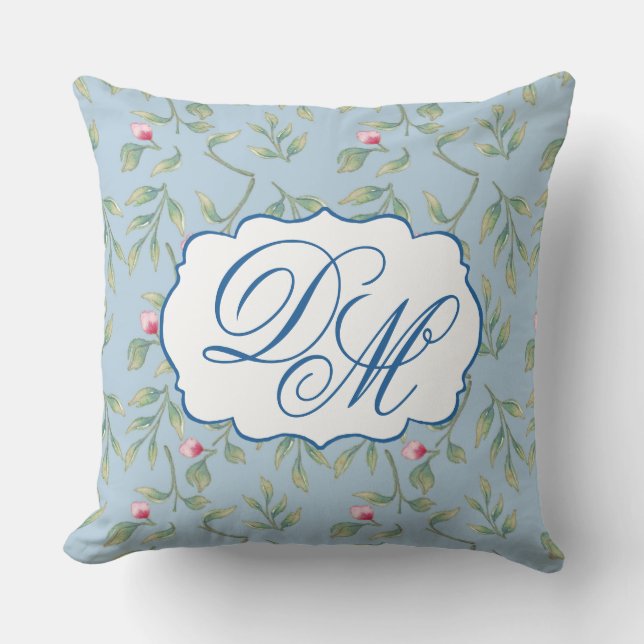 Delicate Florals Omphalodes Blue Throw Pillow (Front)