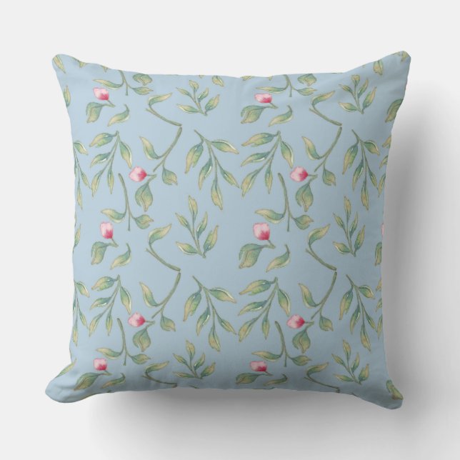 Delicate Florals Omphalodes Blue Throw Pillow (Front)