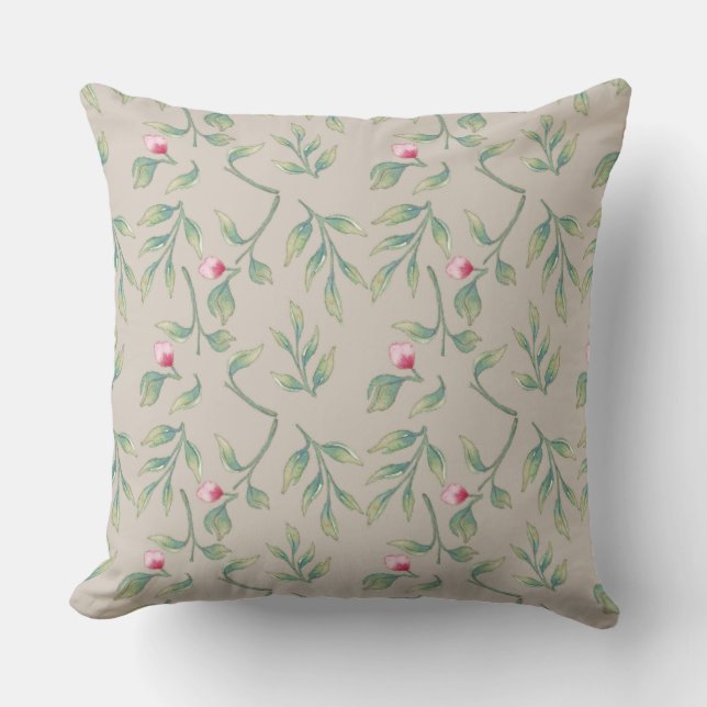 Delicate Florals Perfectly Pale  Throw Pillow (Front)