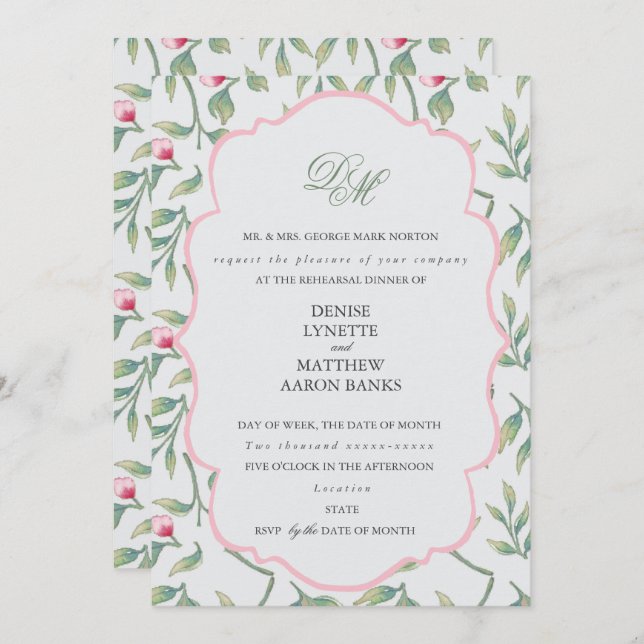 Delicate Florals Rehearsal Dinner Invitation (Front/Back)