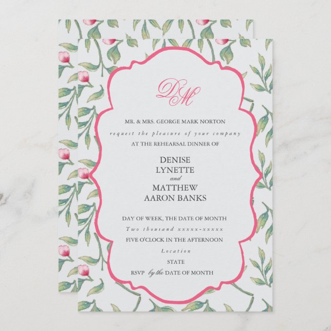 Delicate Florals Rehearsal Dinner Invitation (Front/Back)