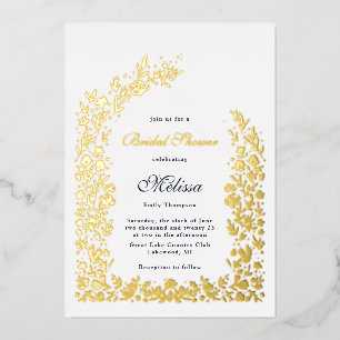 Delicate Flower Arch Bridal Shower Wedding Foil Invitation