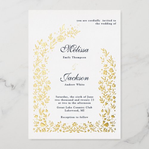 Delicate Flower Arch Wedding Design Foil Invitatio Foil Invitation