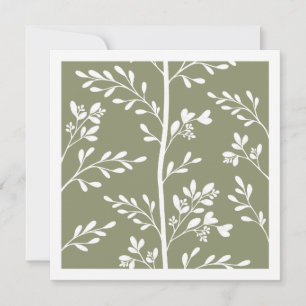 Delicate Flower Buds Bloom Minimalist Olive Floral Note Card