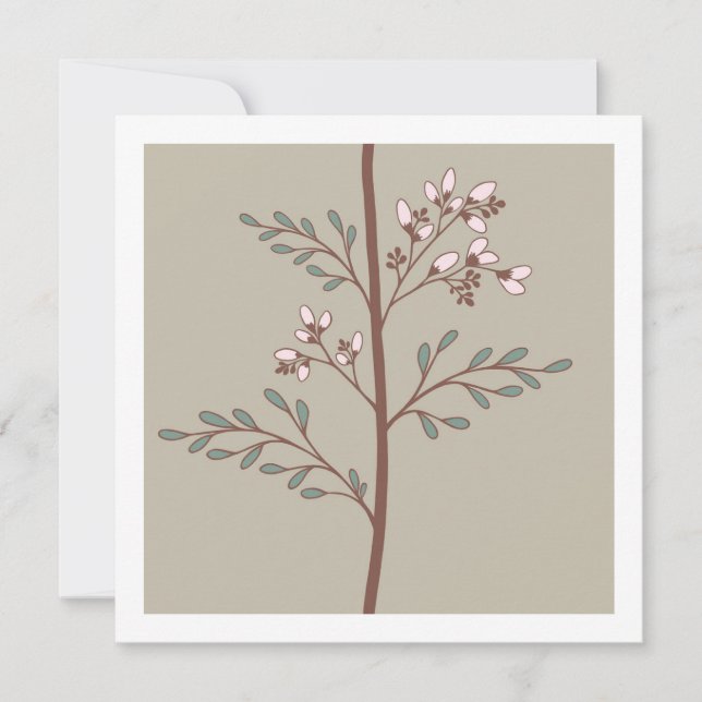 Delicate Flower Buds Bloom Quiet Japandi Floral Note Card (Front)