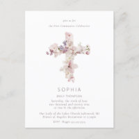 Delicate Flower Cross the Baptism Christening