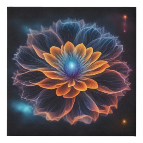 Delicate Flower Floating in the Universe  Faux Canvas Print