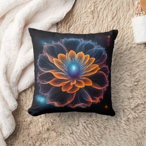 Delicate Flower Floating in the Universe  Throw Pillow