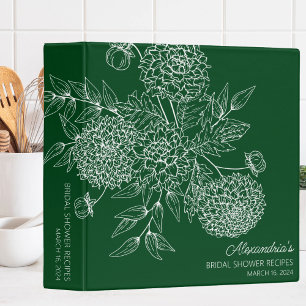 Delicate Flower Illustration Bridal Shower Recipe 3 Ring Binder
