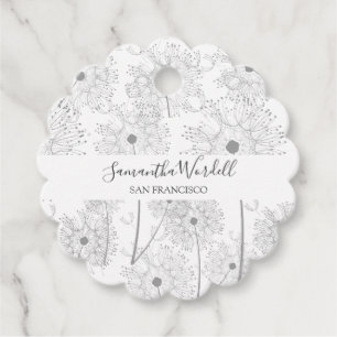 Delicate Flower Illustration Favor Tags