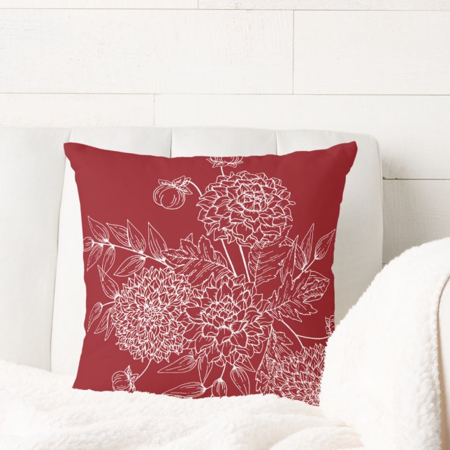 Delicate Flower Illustration Throw Pillow (Creator Uploaded)