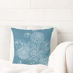 Delicate Flower Illustration Throw Pillow