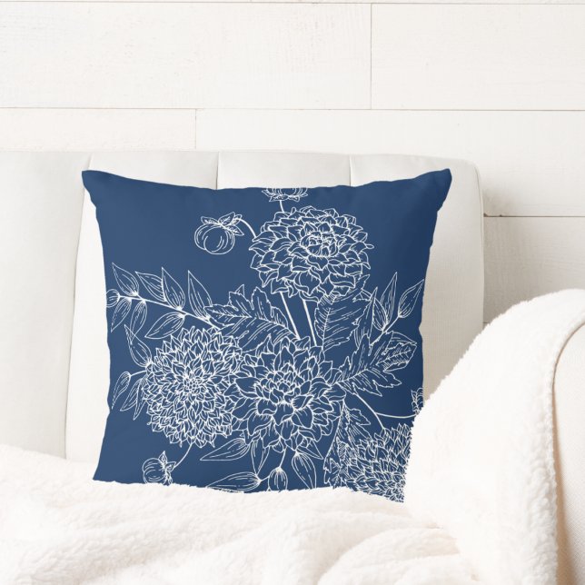 Delicate Flower Illustration Throw Pillow (Creator Uploaded)