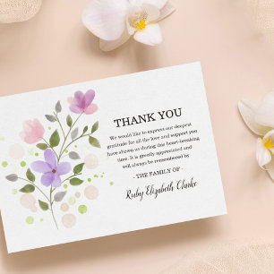 Delicate Flower Photo Funeral Thank You Card