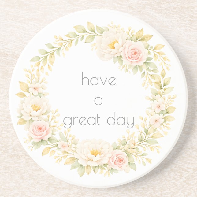 Delicate flower wreath coaster (Front)