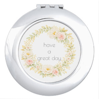 Delicate flower wreath compact mirror
