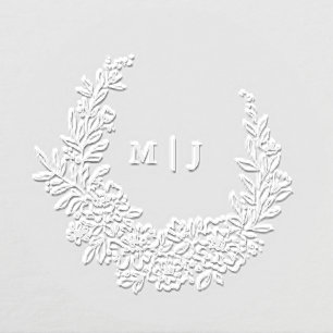 Delicate Flower Wreath Initials Embosser