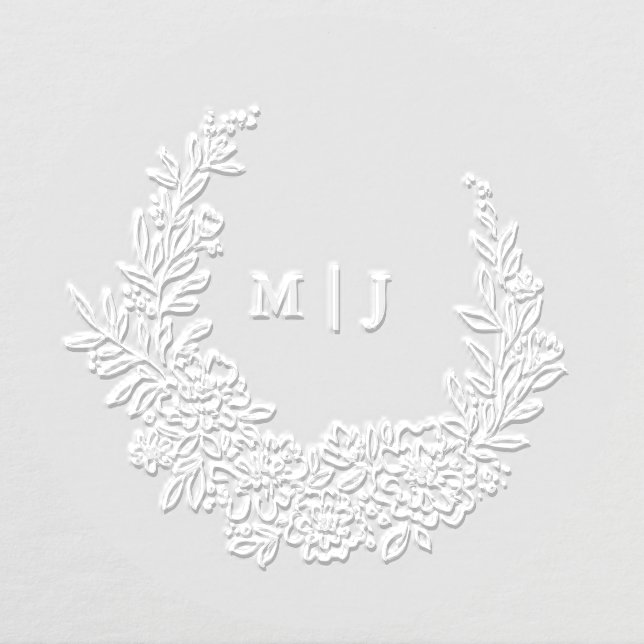 Delicate Flower Wreath Initials Embosser (Design)