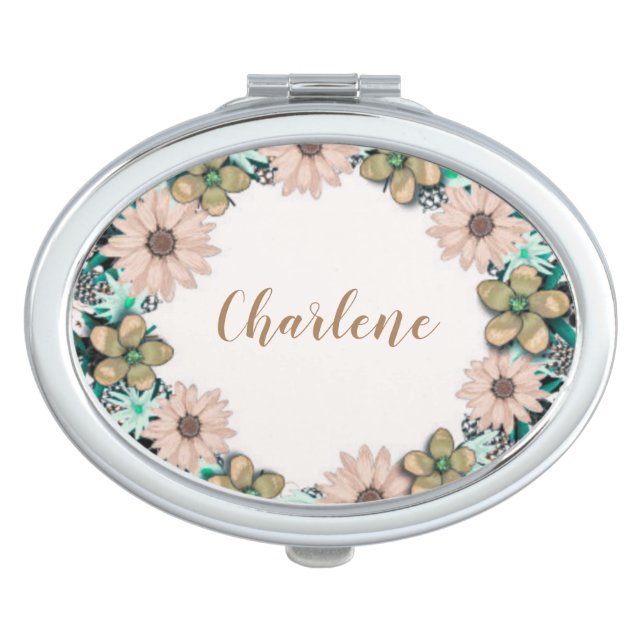 Delicate Flower Wreath Wedding Mirror (Front)
