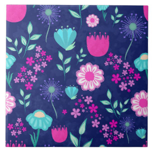 Delicate Flowers and Botanical Details Ceramic Tile