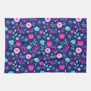Delicate Flowers and Botanical Details Kitchen Towel