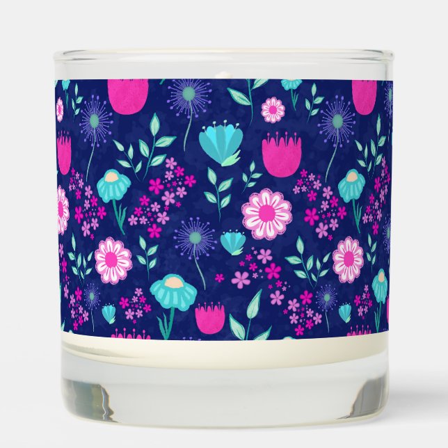 Delicate Flowers and Botanical Details Scented Candle (Front)