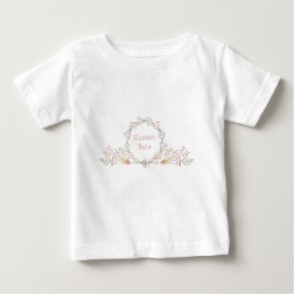 Delicate Flowers and Feathers Monogram Baby T-Shirt