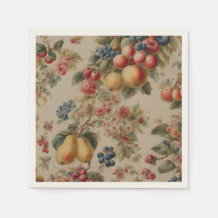 Delicate Flowers and French Fruits. Painted Style Napkins