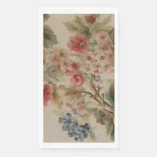 Delicate Flowers and French Fruits. Painted Style Paper Guest Towels