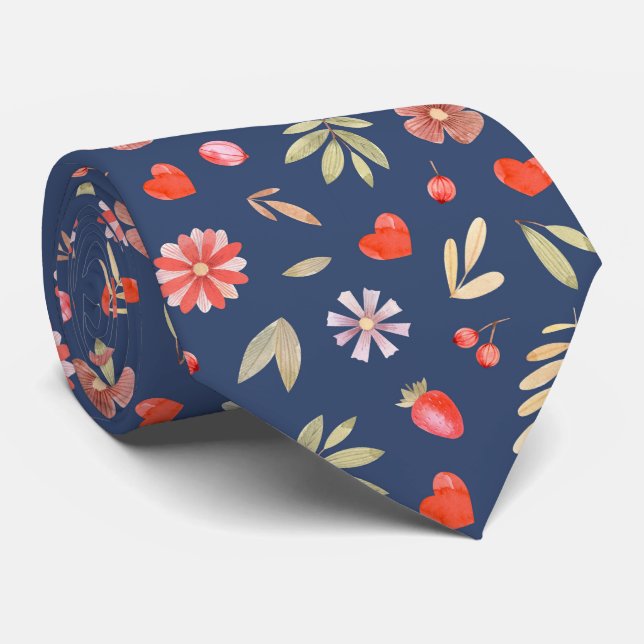 Delicate Flowers & Flowers Neck Tie (Rolled)