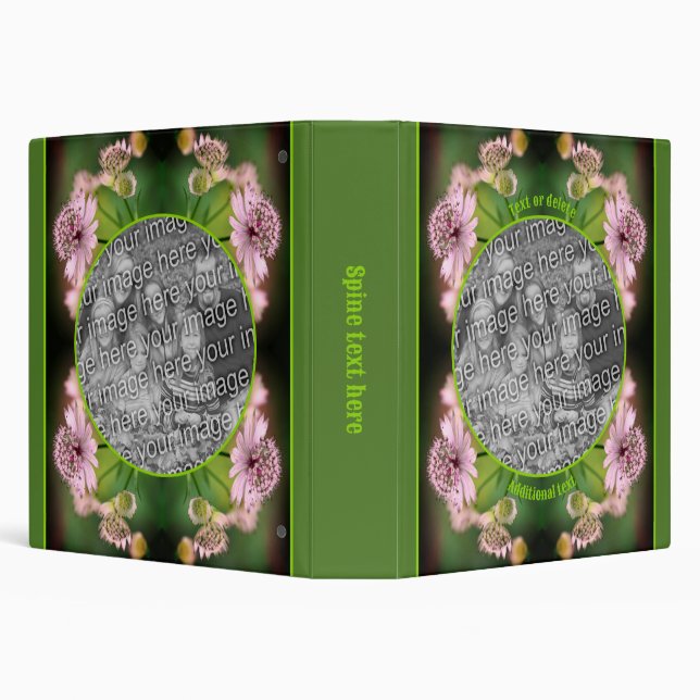 Delicate Flowers Frame Create Your Own Photo 3 Ring Binder (Background)
