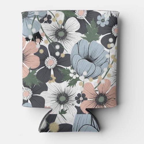 Delicate flowers hand_drawn seamless pattern can cooler