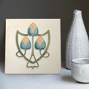 Delicate Flowers Jugendstil Art Nouveau England Ceramic Tile