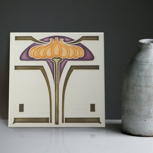 Delicate Flowers Jugendstil Art Nouveau Germany Ceramic Tile