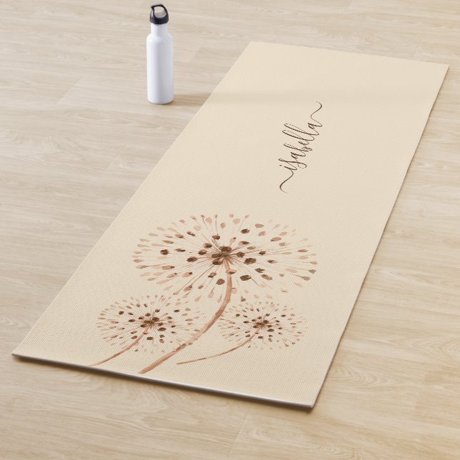 Delicate Flowers Light Peach Cream Personalized Yoga Mat (In Situ)