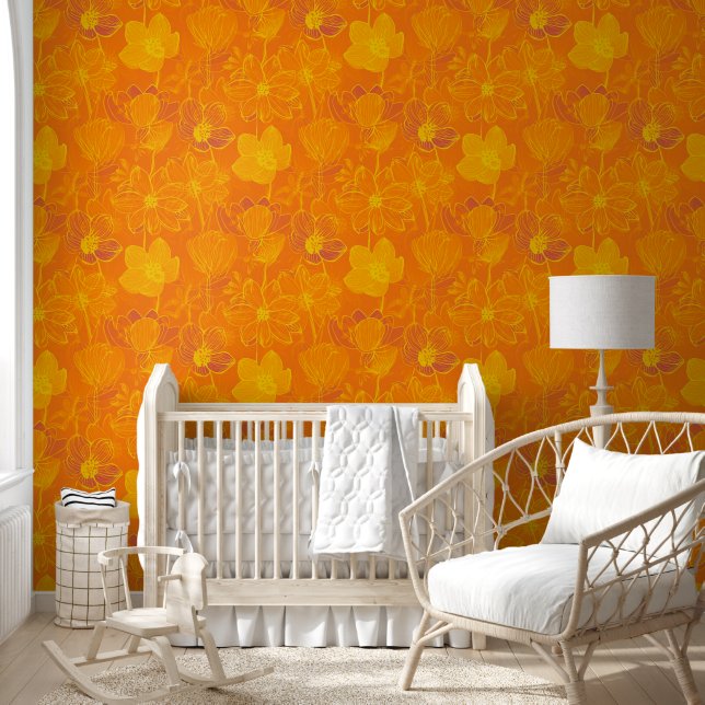 Delicate flowers - line art seamless pattern 5 wallpaper  (Kids)