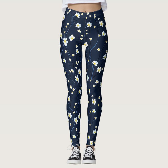 Delicate Flowers Pattern Leggings (Front)