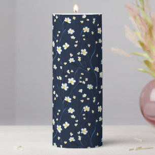 Delicate Flowers Pattern Pillar Candle