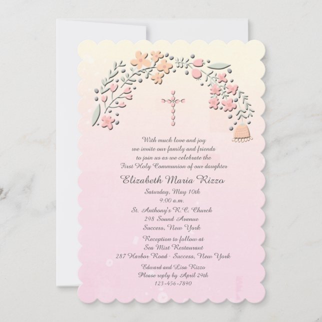 Delicate Flowers Religious Invitation (Front)