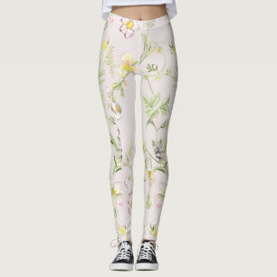 delicate flowers with a butterfly in Chinese style Leggings
