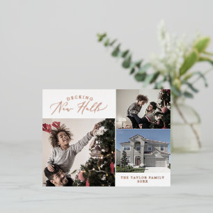 Delicate Foil Decking New Halls Photo Christmas Holiday Postcard